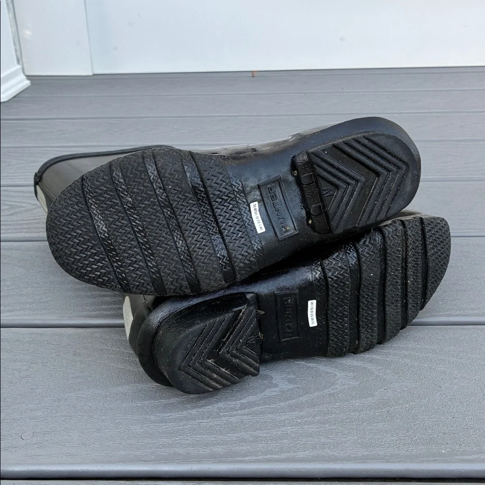 Hunter Unisex Rubber Rain Boots Waterproof Black Glossy US Size 2 Boy/3 Girl